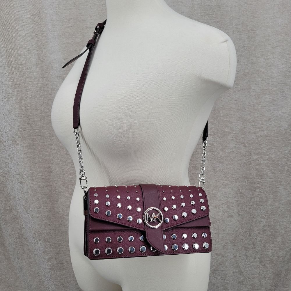 Michael Kors Greenwich Medium Studded Leather Shoulder Bag